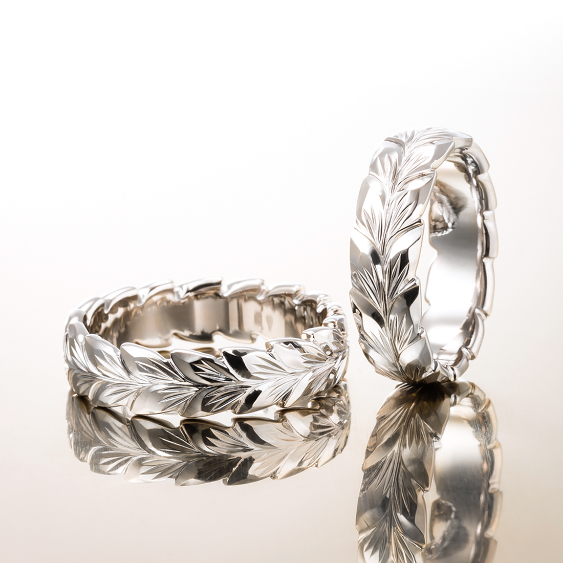 K18 White Gold(Pd) Ring - ハワイアンジュエリーの結婚指輪は完全