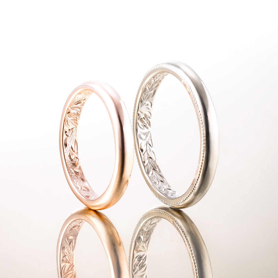 14K Inside Engraved Ring - ハワイアンジュエリーの結婚指輪は完全