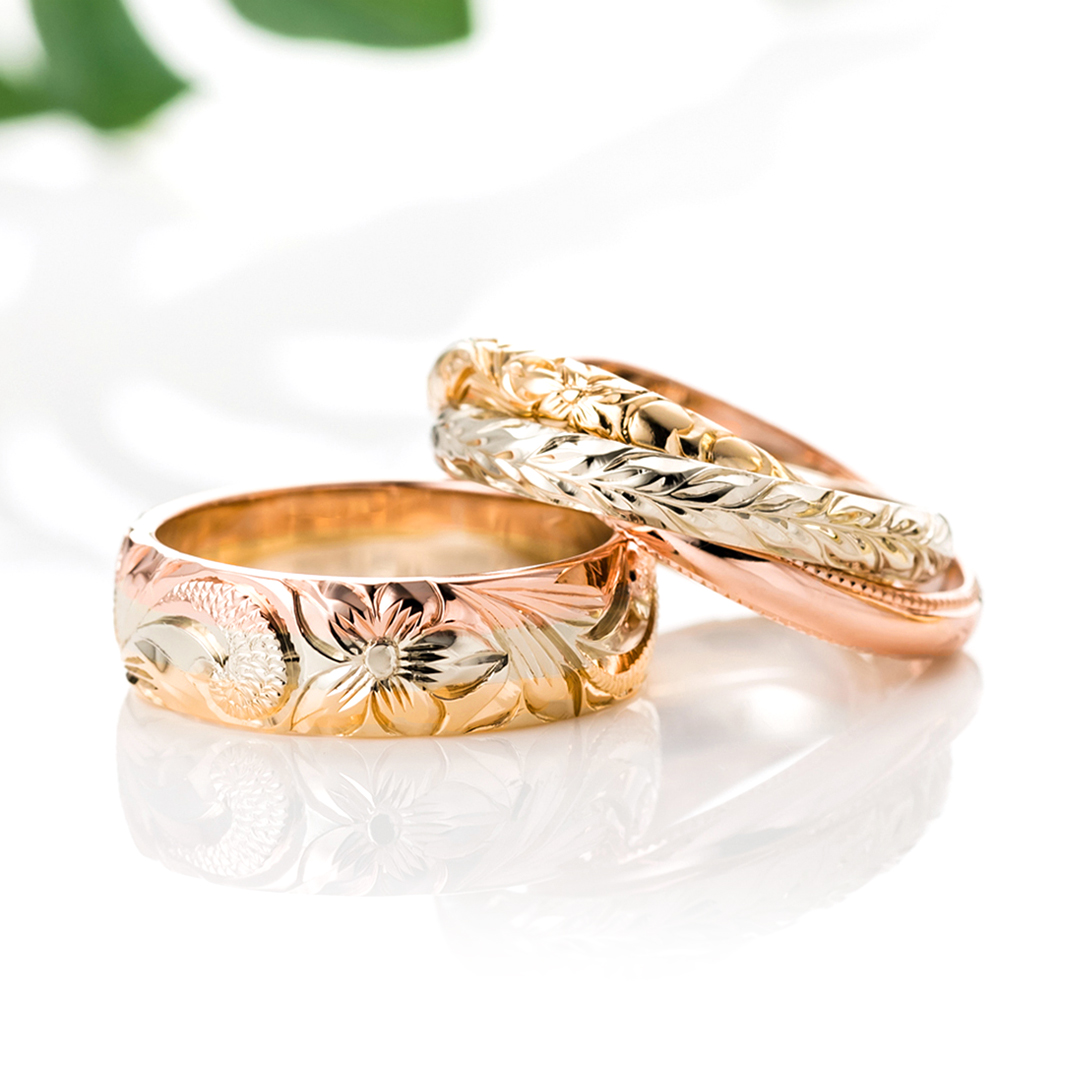 14K Three color Ring | Trinity Ring - ハワイアンジュエリーの結婚 