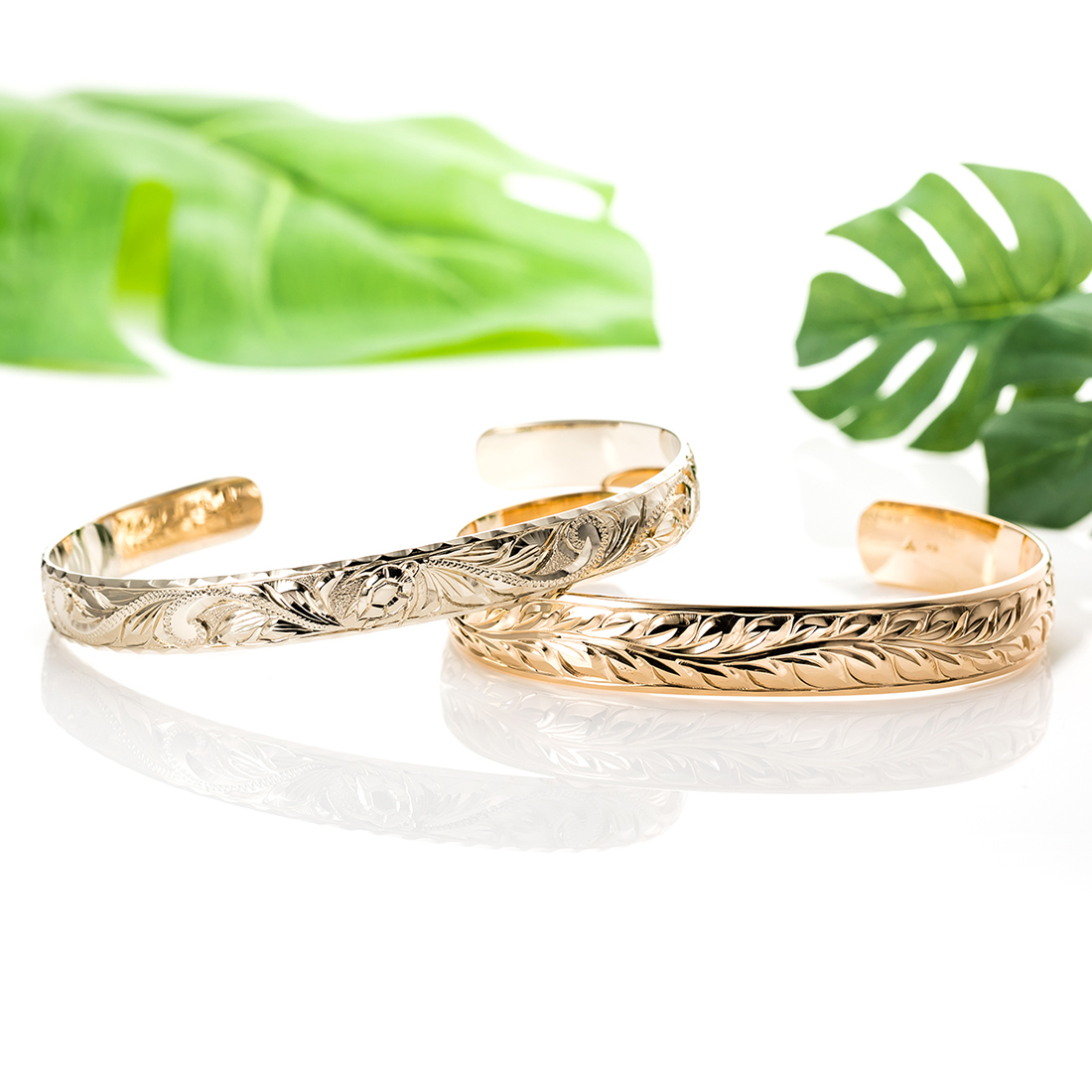 14K Open Bangle Barrel 8mm - ハワイアンジュエリーの結婚指輪は完全