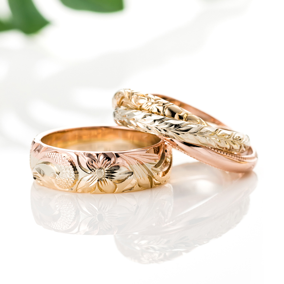 14K Three color Ring | Trinity Ring - ハワイアンジュエリーの結婚指輪は完全オーダーメイドのMAILE（マイレ）