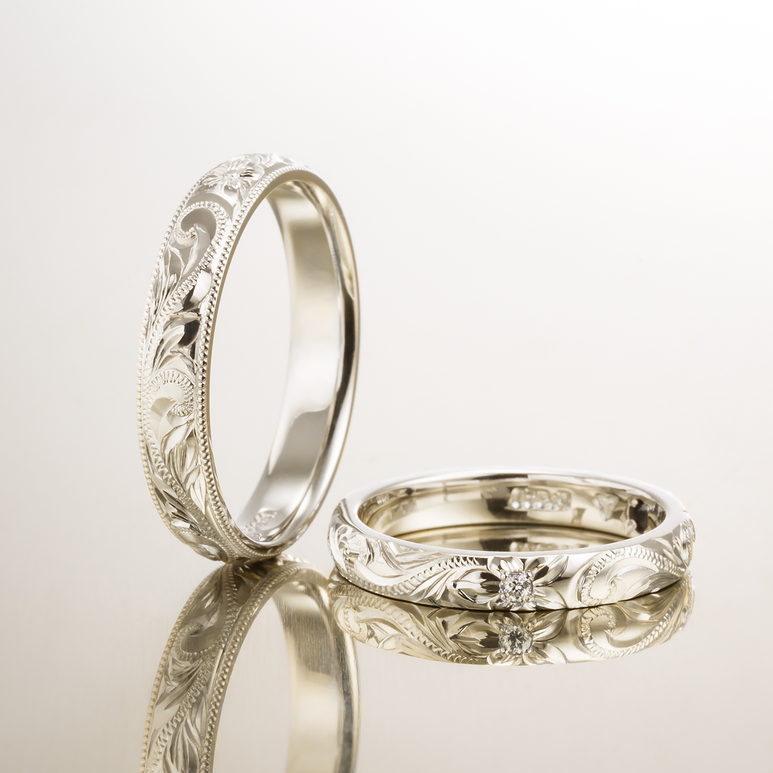 14K Barrel Ring - ハワイアンジュエリーの結婚指輪は完全オーダー