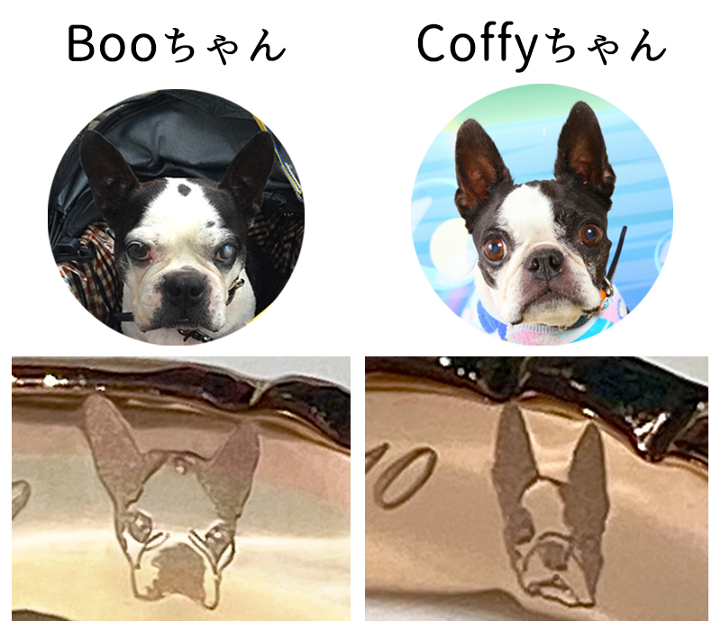  
 
リングの内側には、BooちゃんとCoffyちゃんといつも一緒で身近に感じることができるよう、思い出のお写真から作成した可愛いお顔のイラストと、ハワイ語で”無償の愛”という意味の特別な言葉［Kaupili（カウピリ）］を、刻印として刻まれました。
 
 
ハワイ語の［Kaupili（カウピリ）］には、「愛情や信頼によって結ばれた深い絆」や、「時を超えて支え合う関係性」といった想いが表現されています。
 
 

