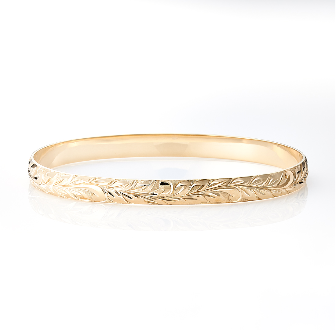 14KYG Closed Bangle 6mm - ハワイアンジュエリーの結婚指輪は完全