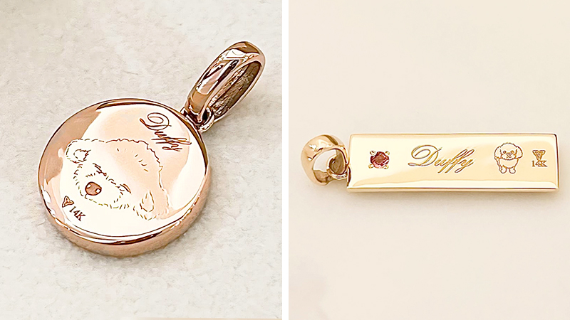 お二人のペンダントには、“愛の石”の意味を持つトルマリンのお石をセッティングしております。
&nbsp;
裏側には、いつも側で見てきたダッフィーくんの姿を元に作成したイラストを刻印に。 
イラスト・文字の部分にそれぞれご遺骨をお納めし、 ご家族の胸のお近くでいつでもダッフィーくんを感じられるペンダントが仕上がりました。
&nbsp;
過ごした月日の愛しさや幸せをがかたちとなった愛溢れるメモリアルペンダントとともに、これからもたくさんの思い出を紡ぎながら、ご愛用いただけましたら幸いでございます。
